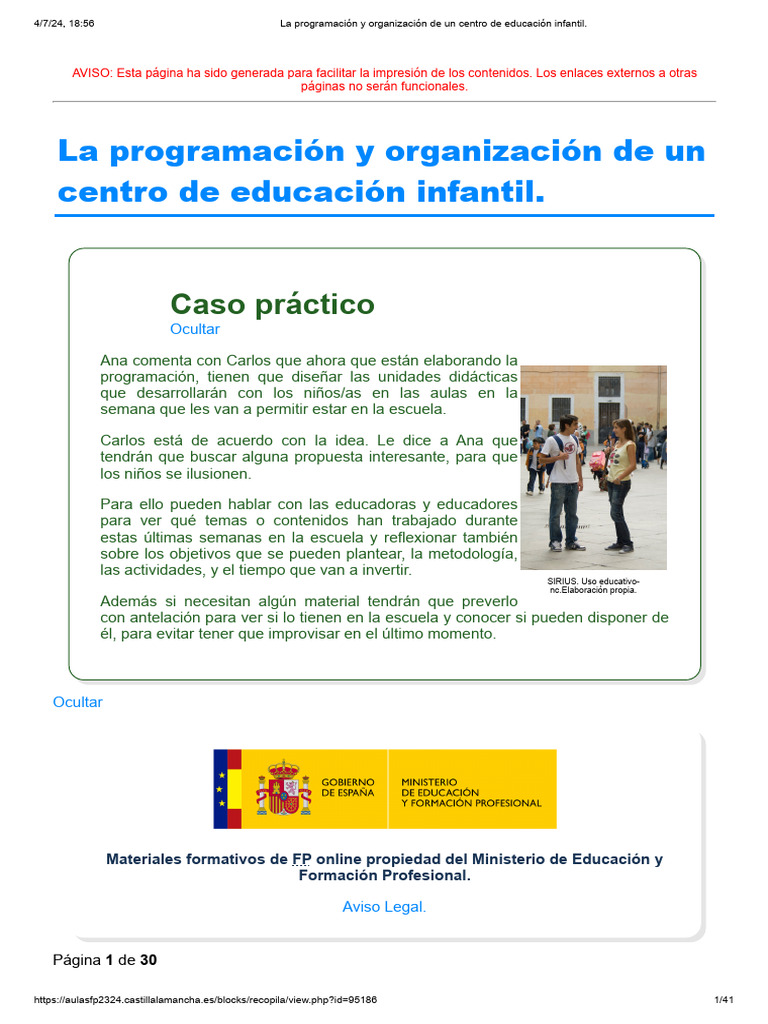 Programación en Educación Infantil | PDF | Plan de estudios | Educación ...