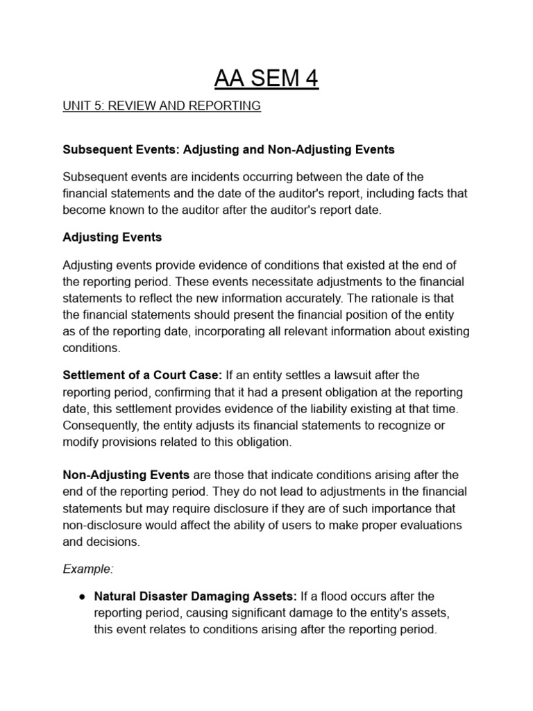 Subsequent Events in Auditing Explained | PDF | Going Concern | Audit