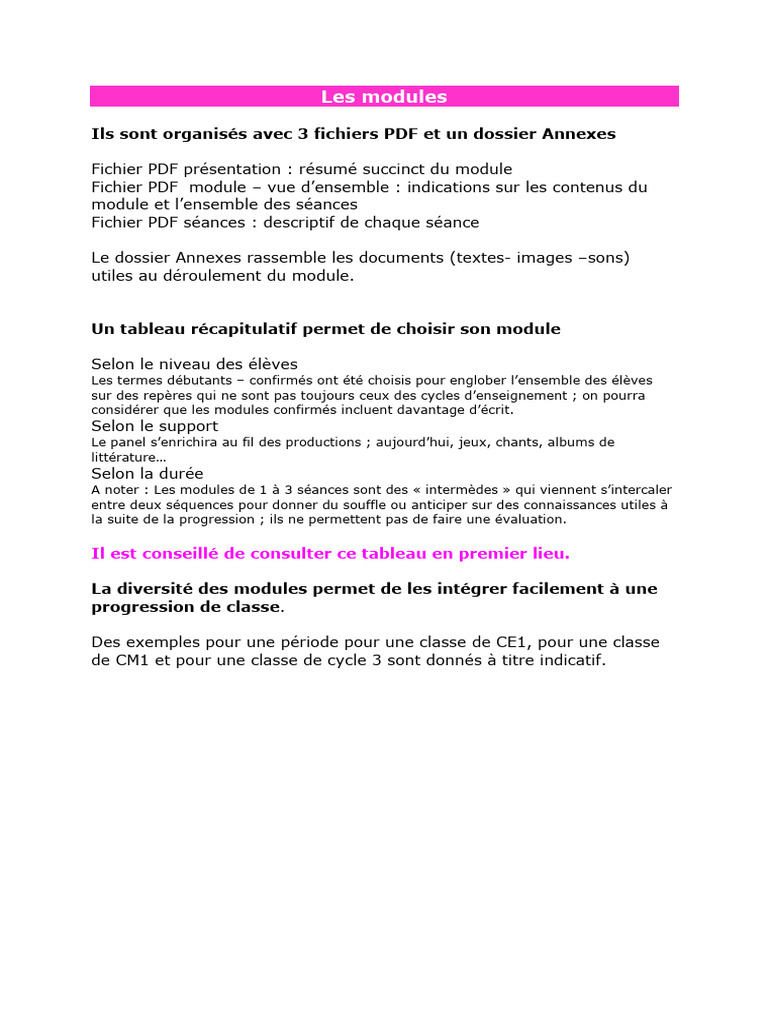 Modules PDF pour l'enseignement | PDF