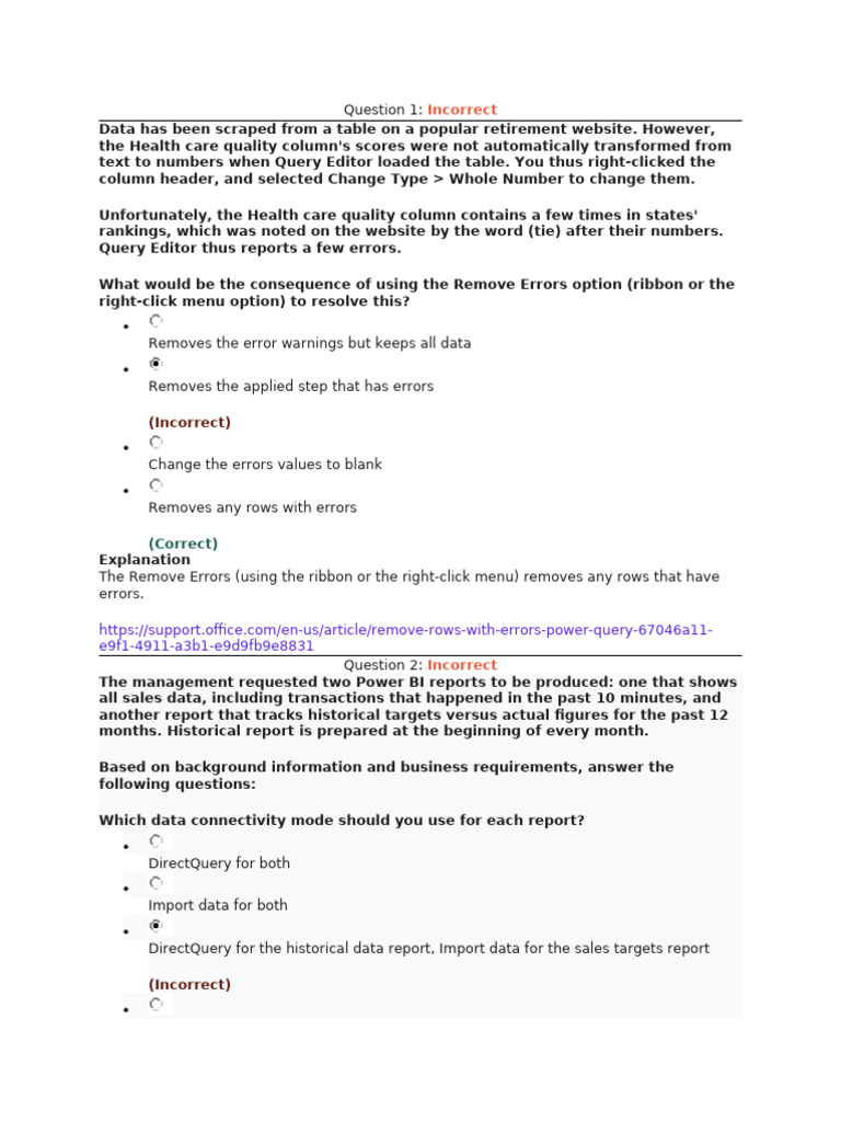 Power BI Data Connectivity and Error Handling | PDF | Databases ...