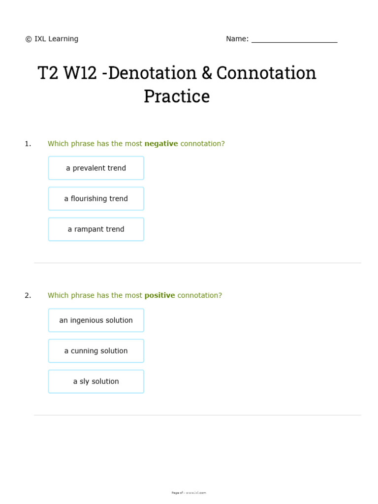 T2 W12 - Denotation & Connotation | PDF
