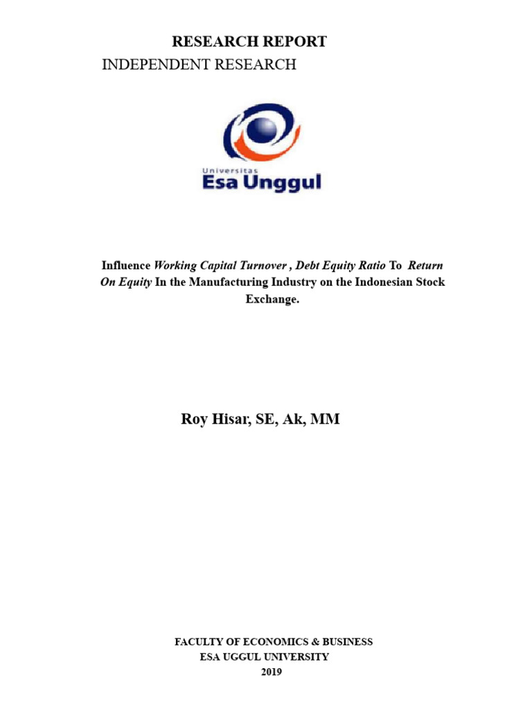 Working Capital & Debt Impact on ROE | PDF | Equity (Finance ...