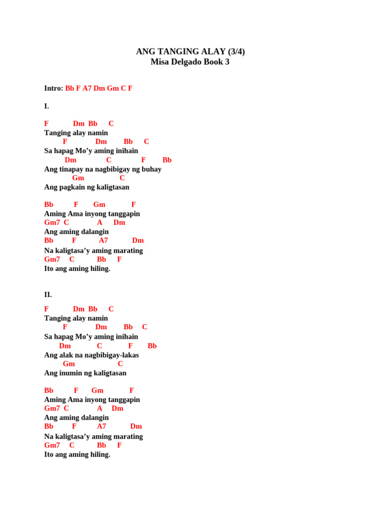 Ang Tanging Alay Chords | PDF