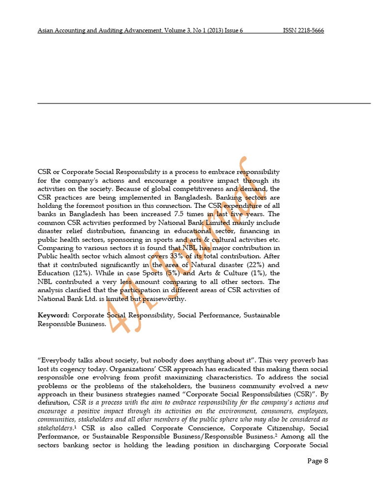 CSR Practices in Private Sector Banking | PDF | Corporate Social ...