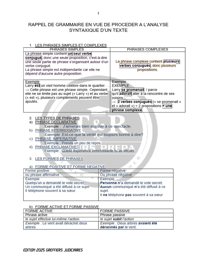 Analyse syntaxique des phrases en français | PDF | Phrase | Sujet ...