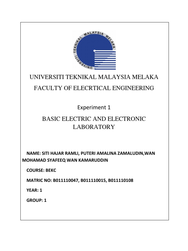 Basic Electric Lab Experiment Report | PDF | Science & Mathematics ...