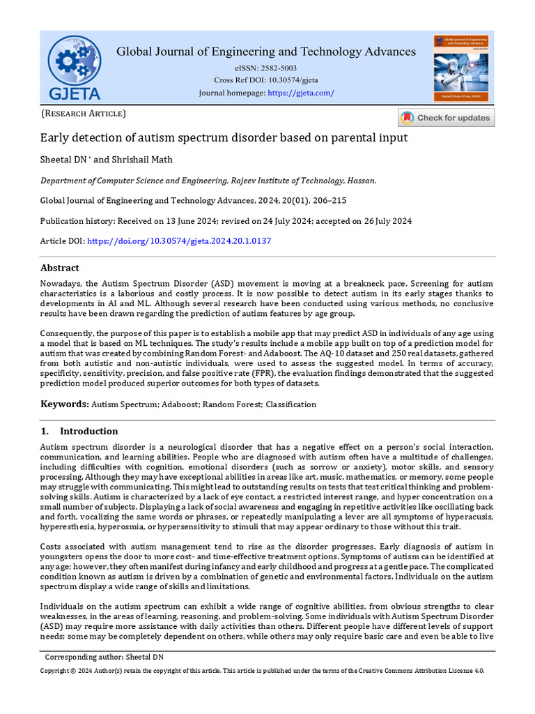 Early Detection of Autism Spectrum Disorder Based | PDF | Autism ...
