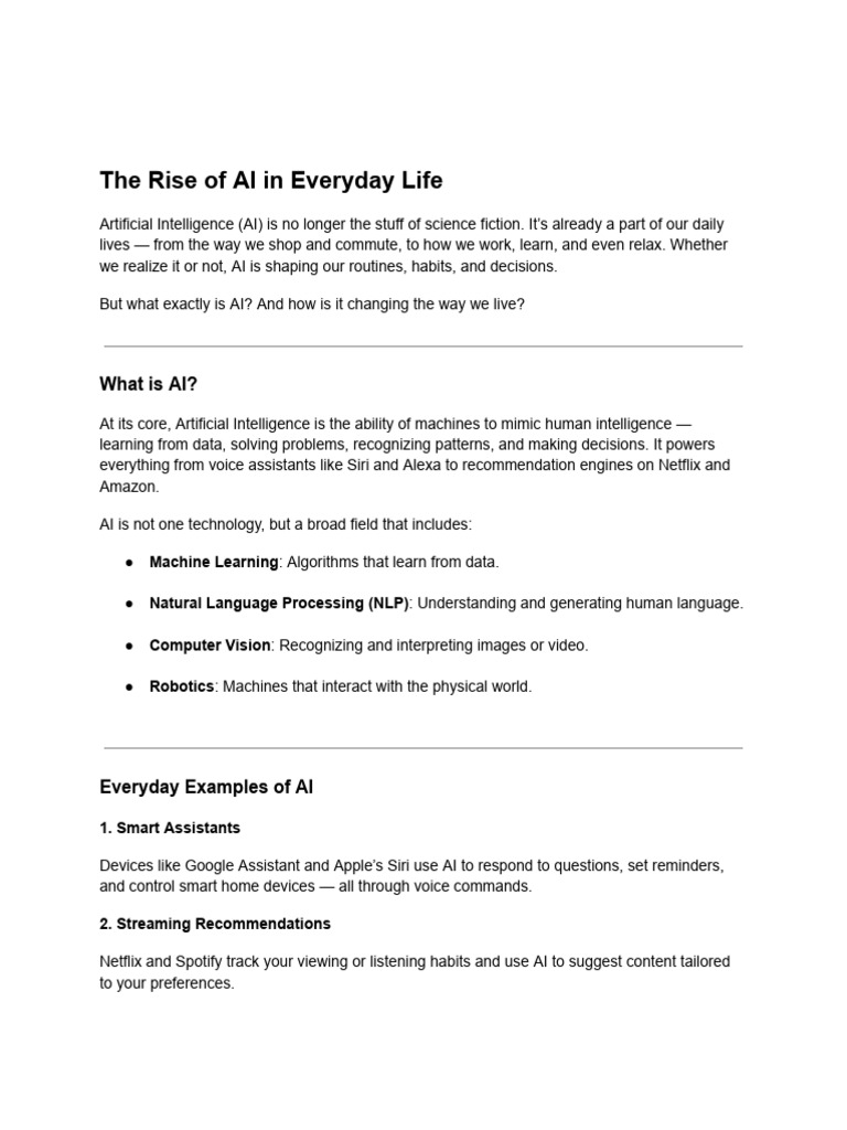 AI's Impact on Daily Life | PDF | Artificial Intelligence ...