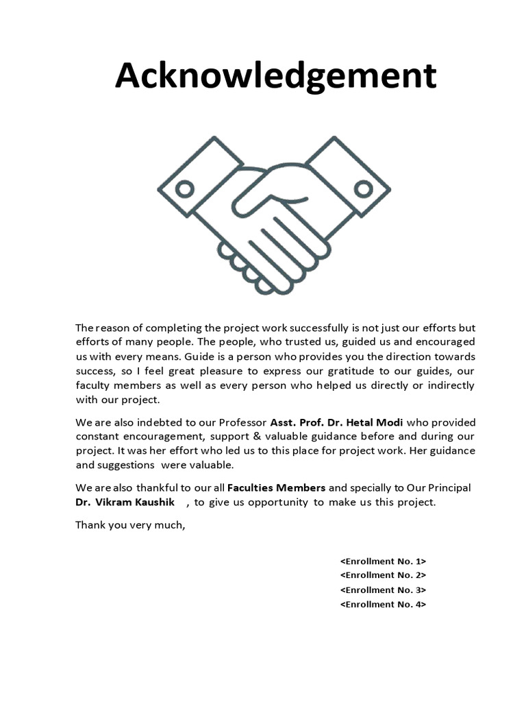 Project Acknowledgements and Gratitude | PDF