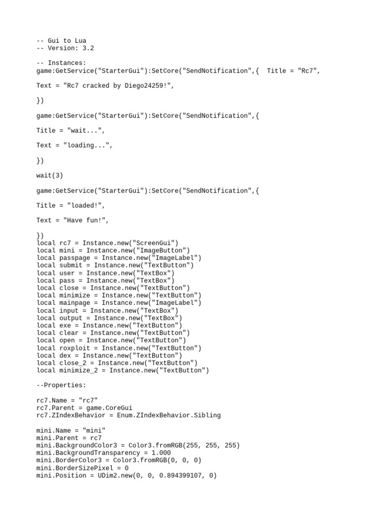 Rc7 Executor Script for Roblox | PDF | Arial | Computing