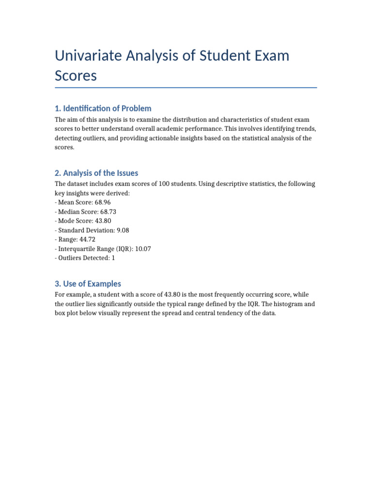 Univariate Analysis of Student Scores | PDF