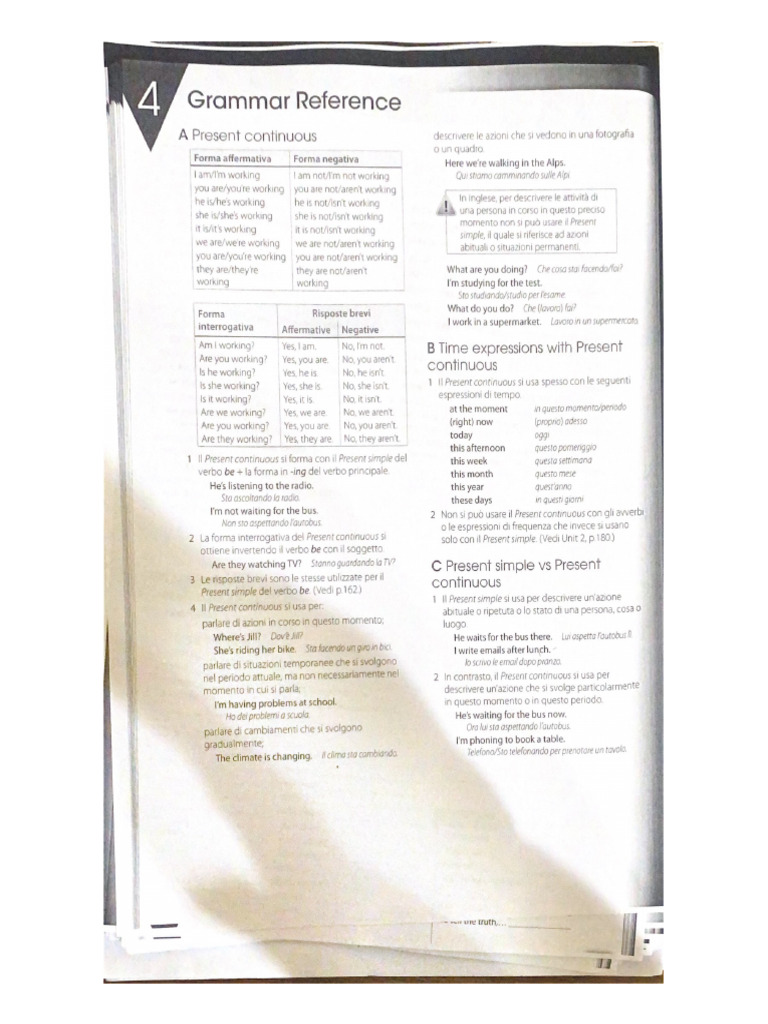 Grammar Reference Present Continuous | PDF