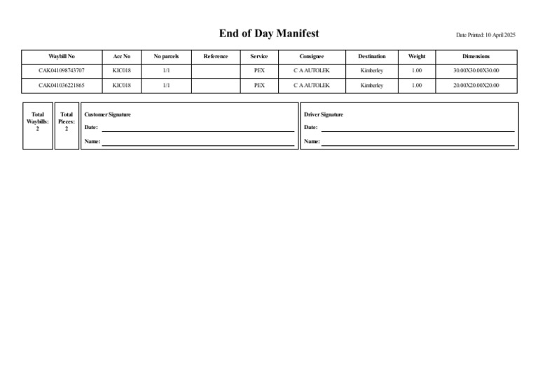 Eod Manifest | PDF