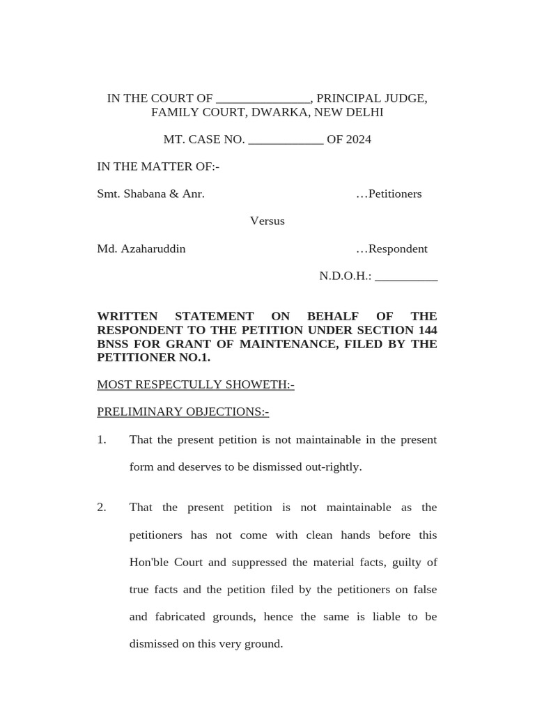 Respondent's Written Statement on Maintenance | PDF | Affidavit