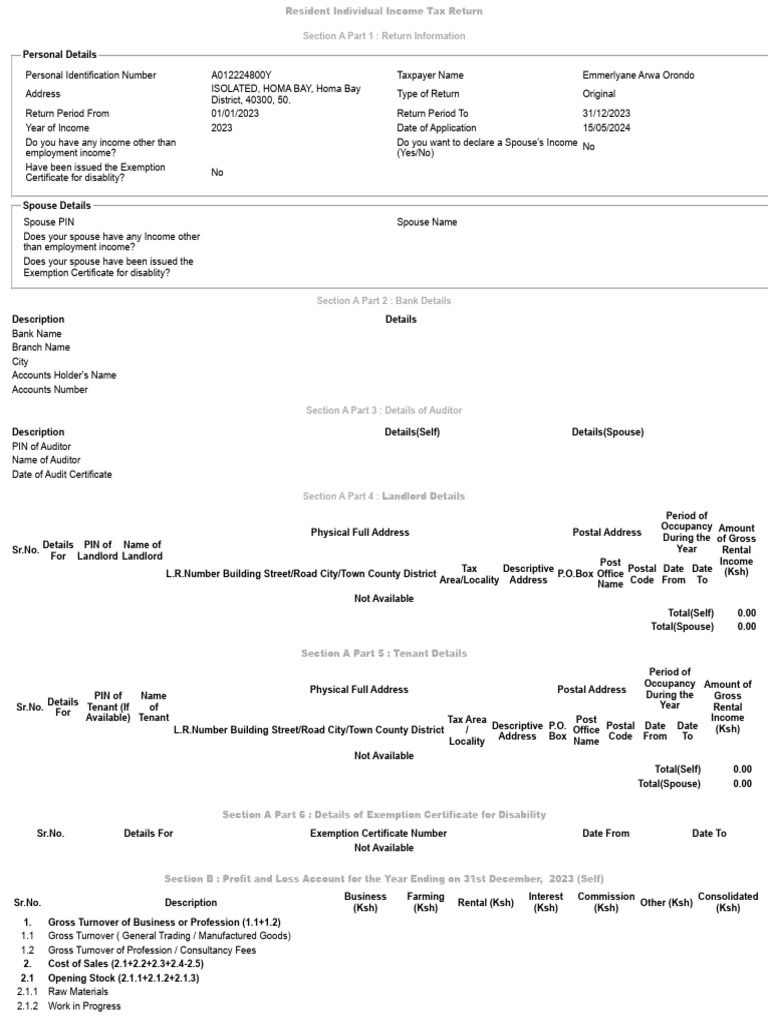 2023 Resident Individual Tax Return | PDF | Expense | Tax Deduction