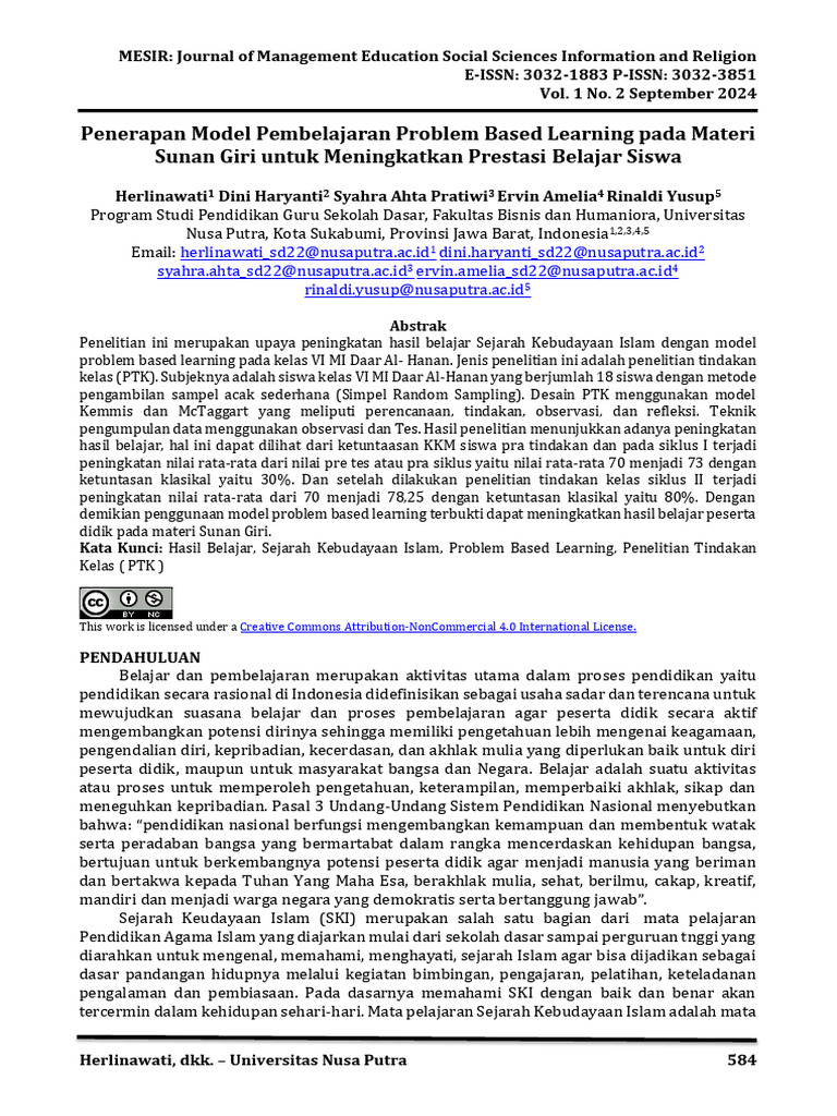 Penerapan Model Pembelajaran Problem Based Learning | PDF