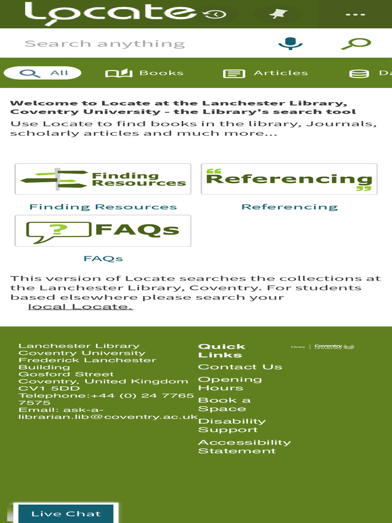 Locate Tool at Coventry University | PDF