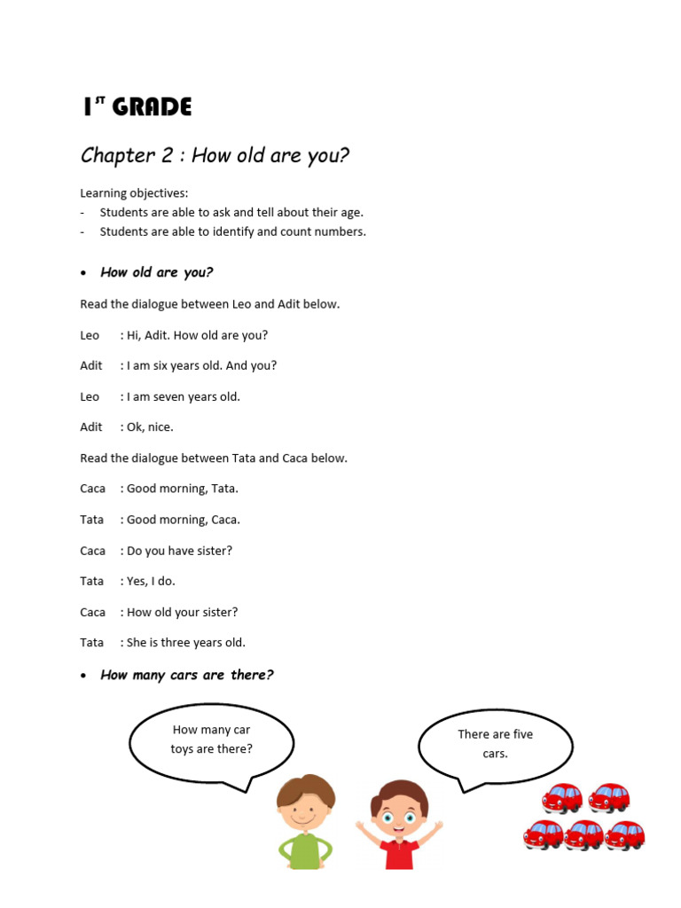 Asking and Telling Age in 1st Grade | PDF