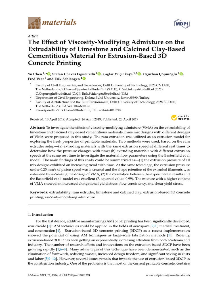 VMA Impact on Cement Extrudability | PDF | Extrusion | Concrete