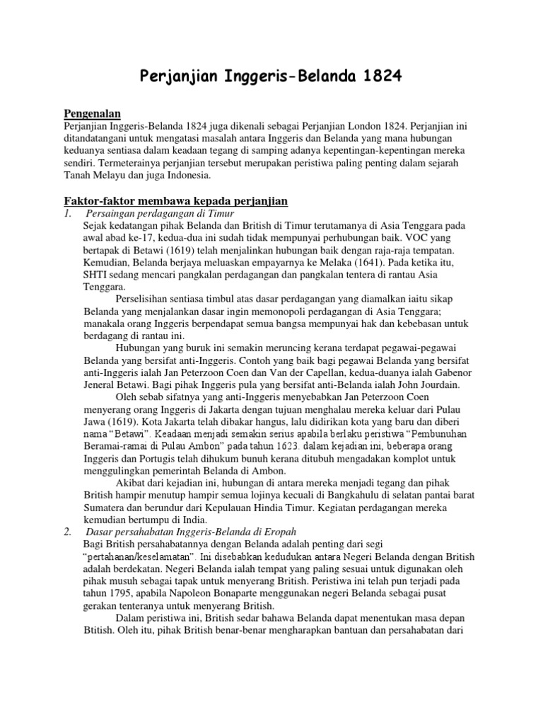 Perjanjian Inggeris Belanda 1824 Pdf