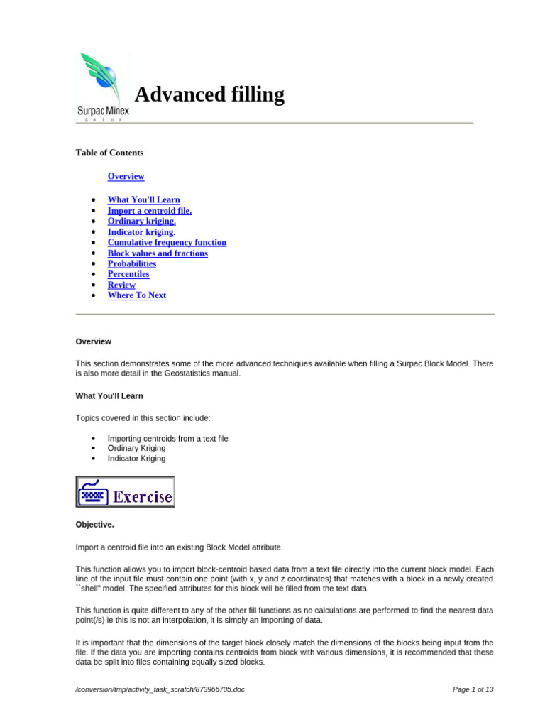 Advanced Surpac Block Model Techniques | PDF | Reference Range ...