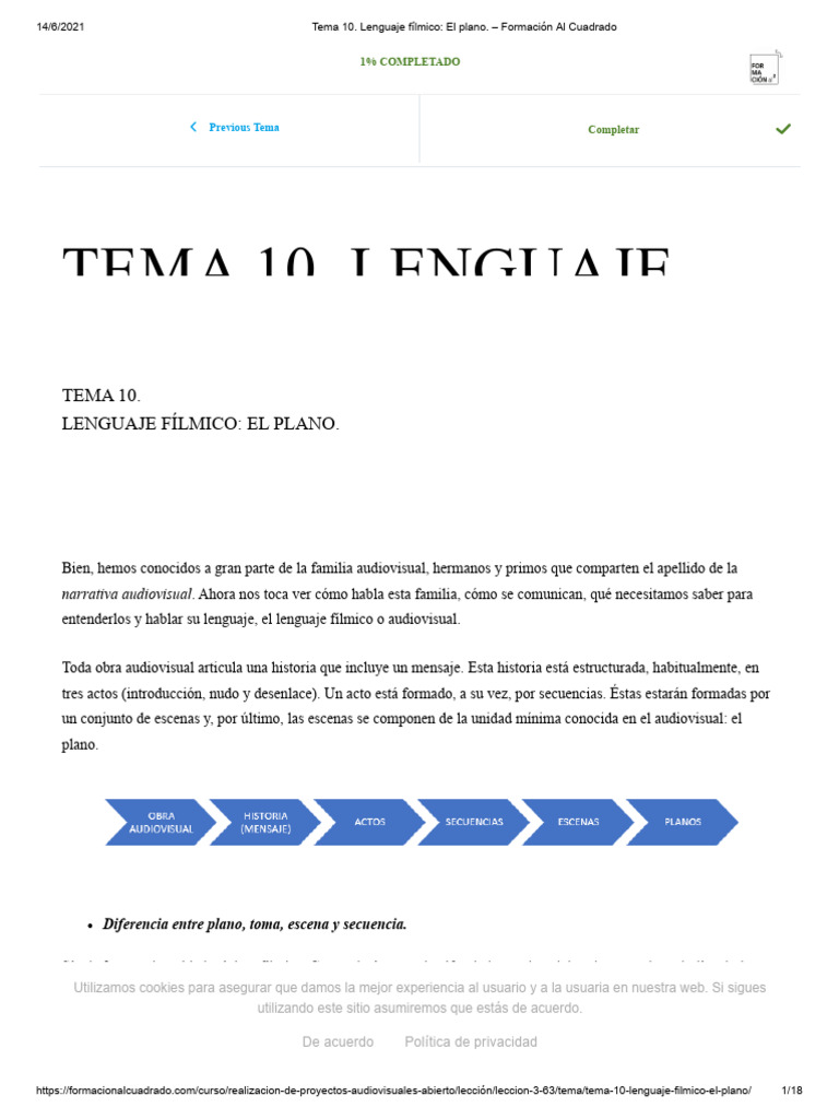 Lenguaje Fílmico: El Plano en Cine | PDF | Cookie HTTP