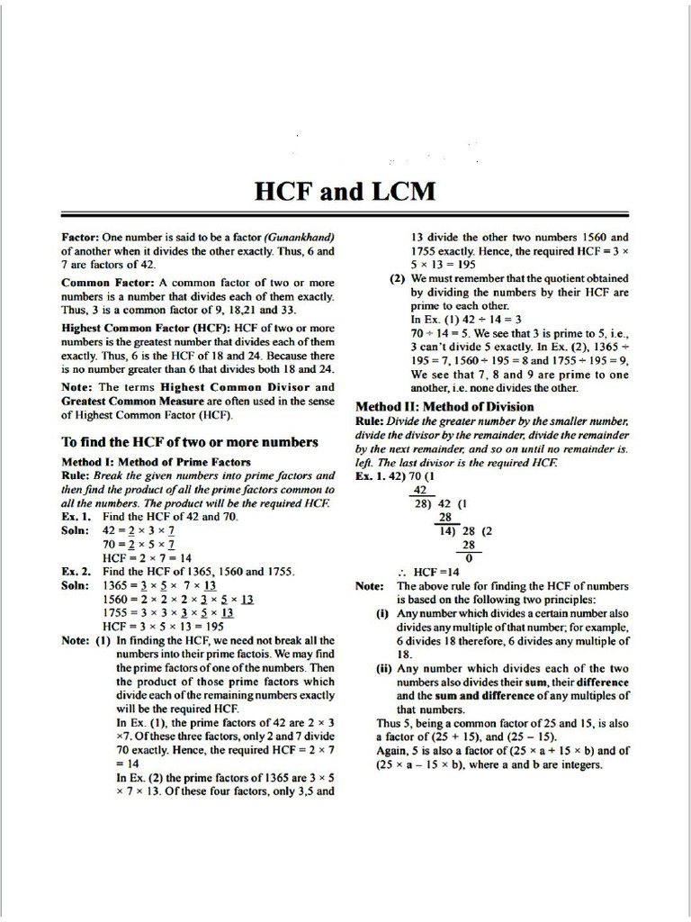 LCM & HCF selective | PDF