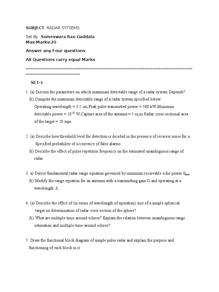 Radar Pdf Radar Antenna Radio