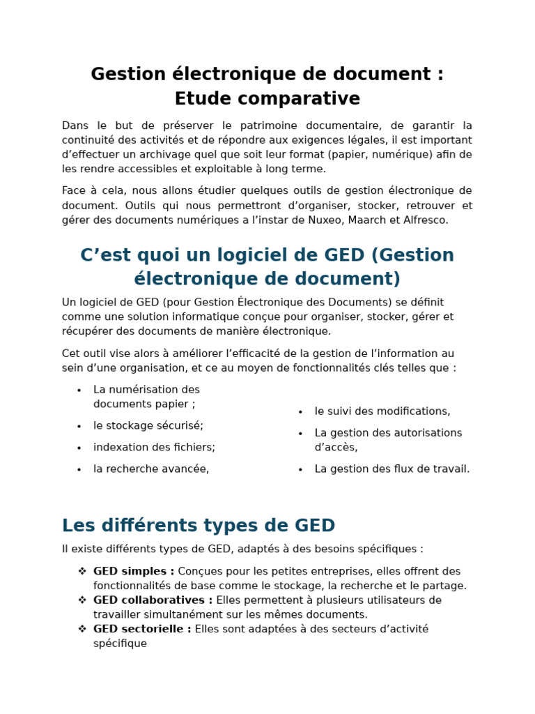 Comparatif des solutions GED open source | PDF | Sciences de l ...