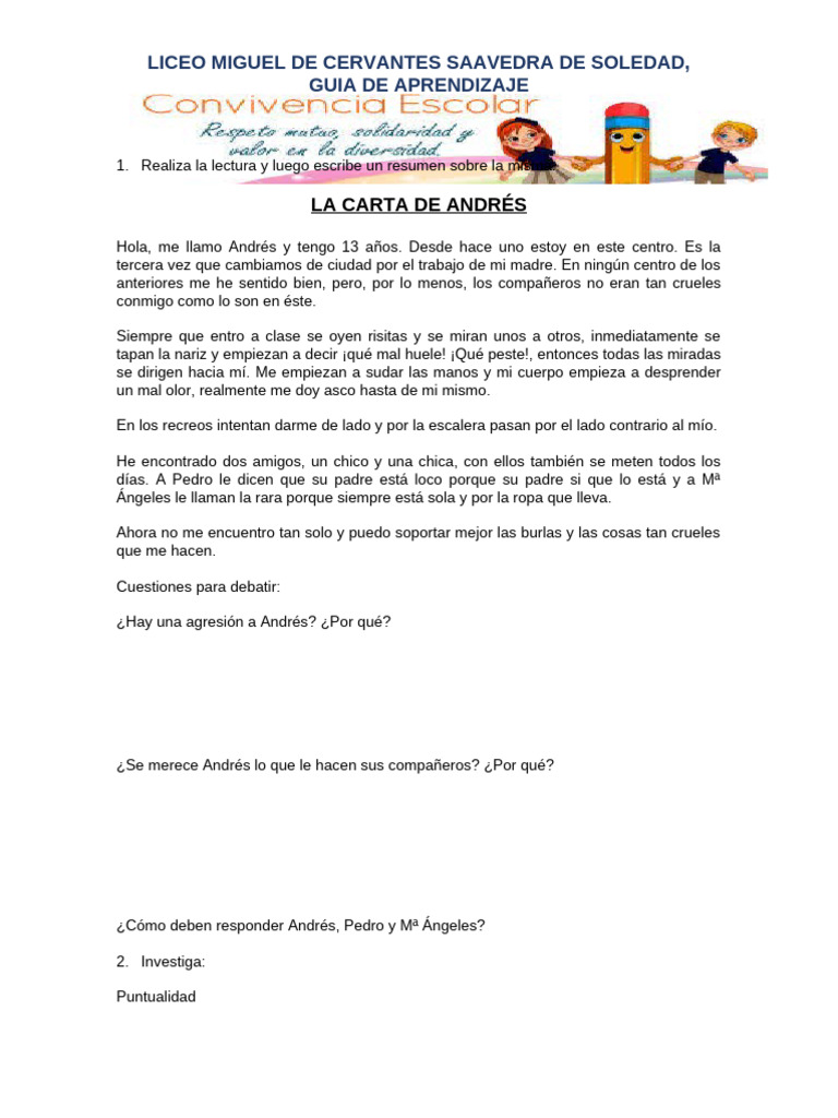 2024 Final Guia de Aprendizaje Convivencia Escolar | PDF | Información
