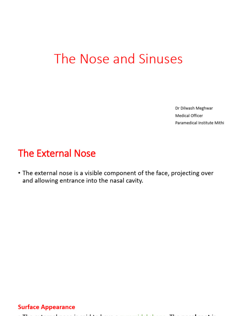 The Nose and Sinuses by DR Soomru | PDF | Human Nose | Primate Anatomy