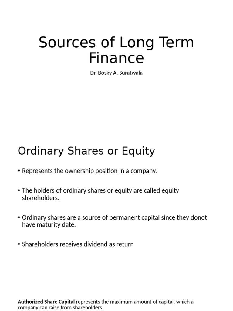 Sources of Long Term Finance | PDF | Preferred Stock | Dividend