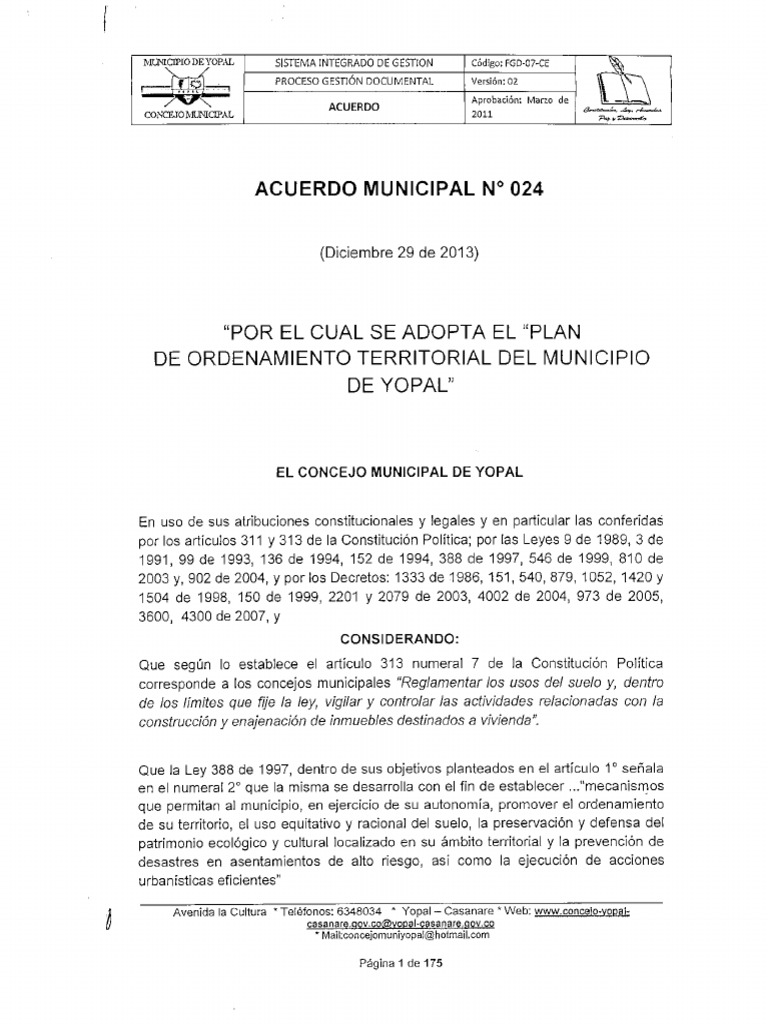 Acuerdo POT No 024 - Escaneo | PDF