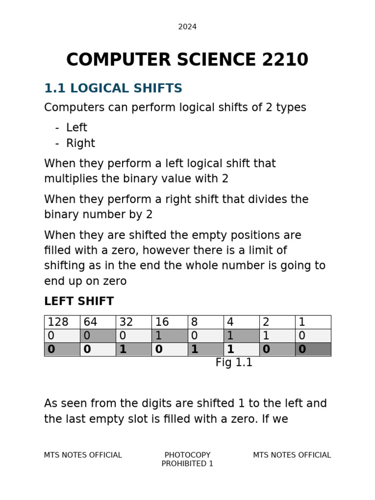 Logical Shifts in Binary Numbers | PDF | Theory Of Computation ...