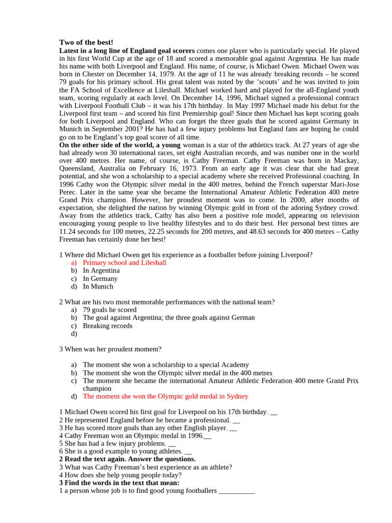 Michael Owen and Cathy Freeman's Achievements | PDF | Desert
