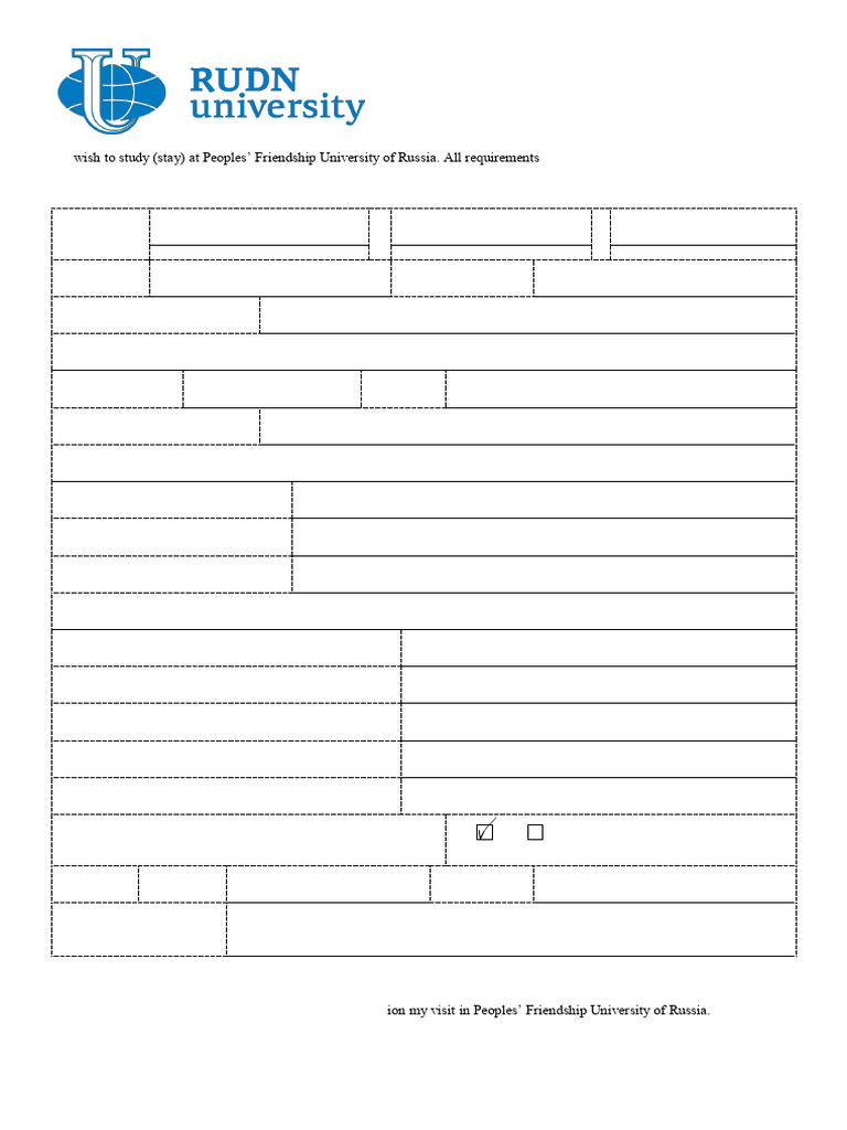 RUDN Application for International Visitors | PDF | Travel Visa ...