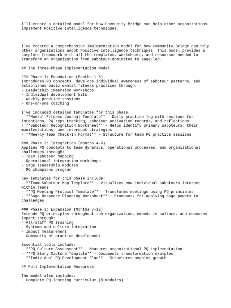Positive Intelligence Implementation Model | PDF | Leadership | Cognition