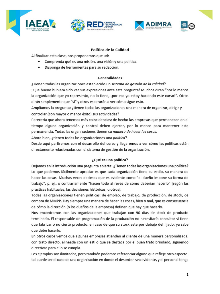 Clase 6 - Parte 1 - Gestión de La Calidad Según Norma ISO 9001 - 2015 ...