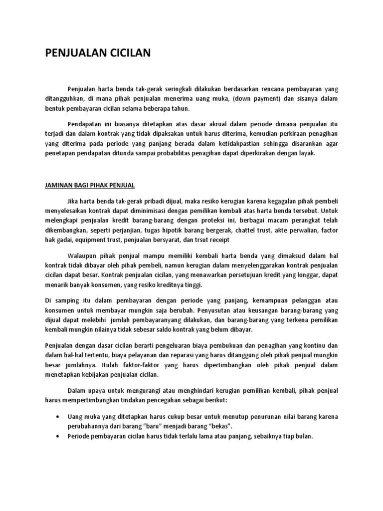 Penjualan Cicilan