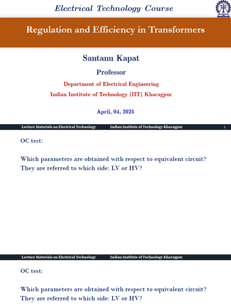 ET Class Notes - Lecture - 18 - April - 4 | PDF | Transformer ...
