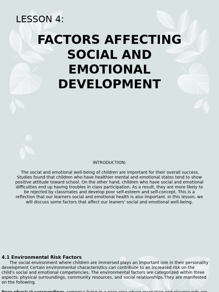 Factors Influencing Child Development | PDF | Temperament | Self Esteem