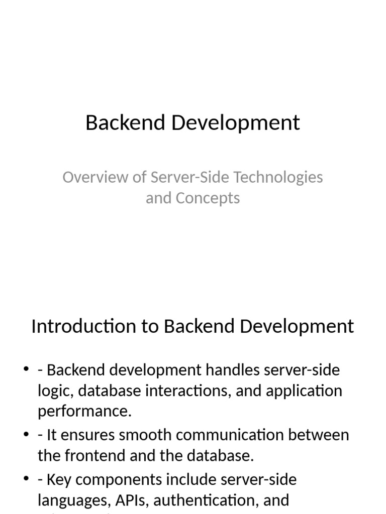 Backend Development Essentials Guide | PDF
