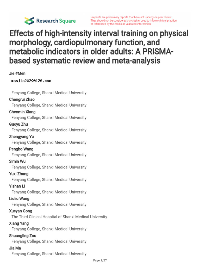 Effects of High-Intensity Interval Training On Phy | PDF | Randomized ...