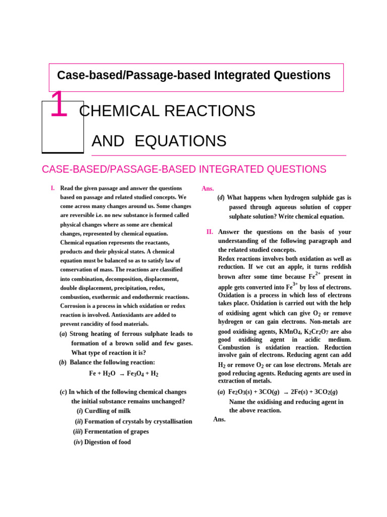 10th Science PBQ Chapter 1 To 16 | PDF | Redox | Metals