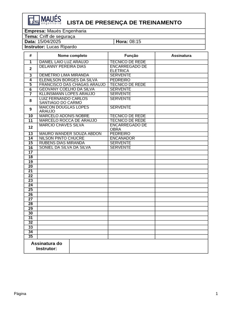 Modelo Lista de Presença | PDF