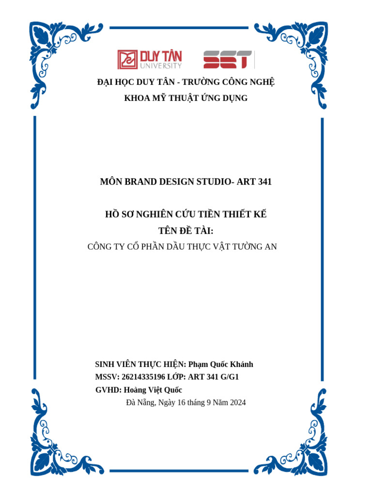 Ho So Nghien Cuu Tien Thiet Ke - BRAND DESIGN | PDF
