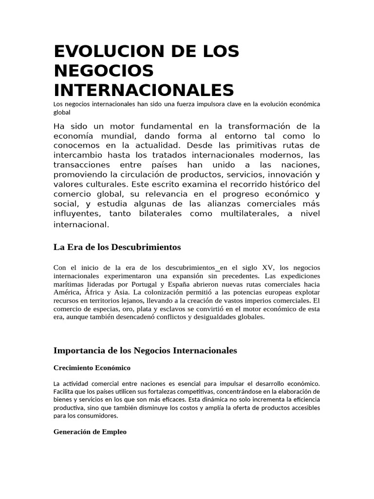 Evolución de los Negocios Internacionales | PDF | Comercio | Negocios ...
