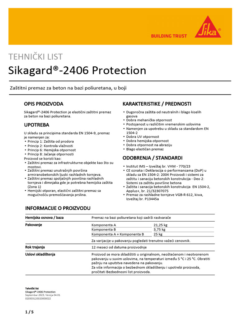 TL-Sikagard-2406 Protection | PDF