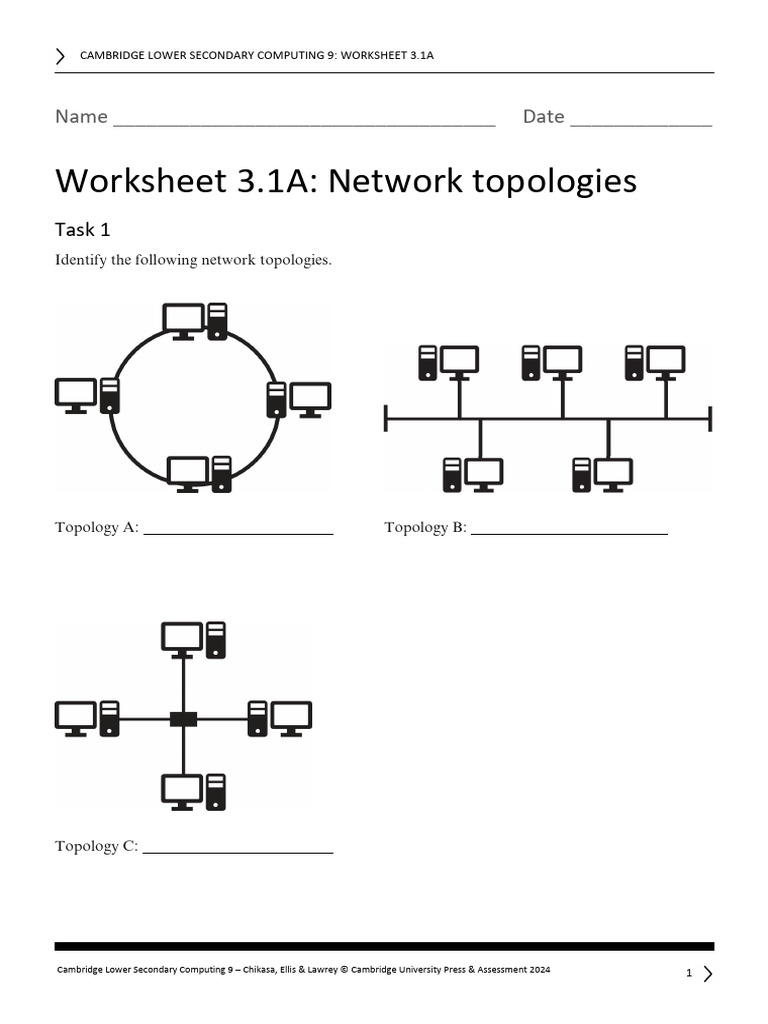 Network Topologies Worksheet | PDF