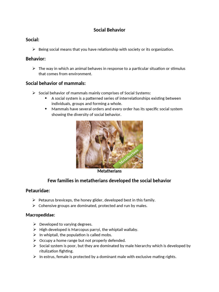 Social Behavior of Mammals Explained | PDF | Pack (Canine) | Predation